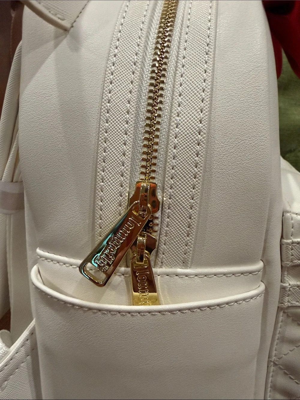 Loungefly White Minnie Ear Mini Backpack with Red Bow Accent
